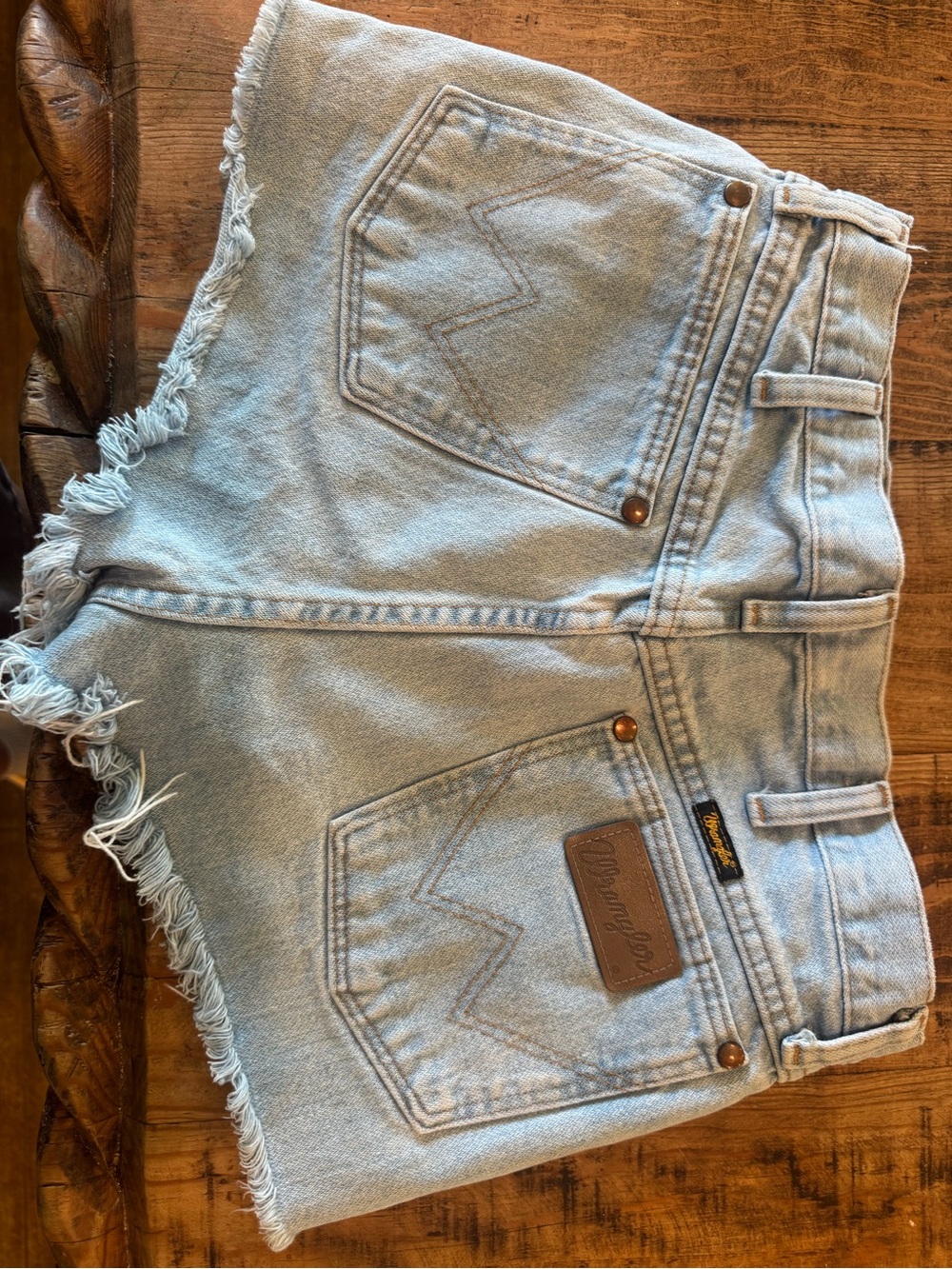 Wrangler Light Blue Frayed Hem Denim Shorts